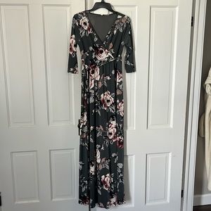 Pink blush maternity/nursing maxi dress